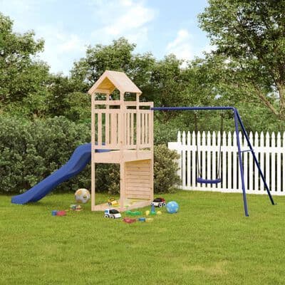Playhouse with Slide Swing Solid Wood Pine