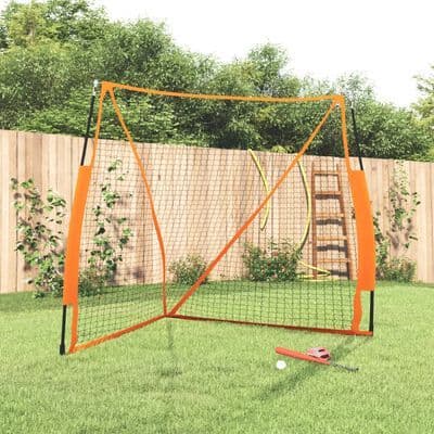 Portable Baseball Net Orang & Black 183x182x183cm Steel & Polyester