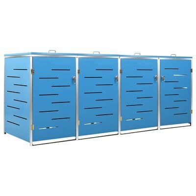 Quadruple Wheelie Bin Shed 276.5x77.5x112.5 cm Stainless Steel - Available In 4 Colours