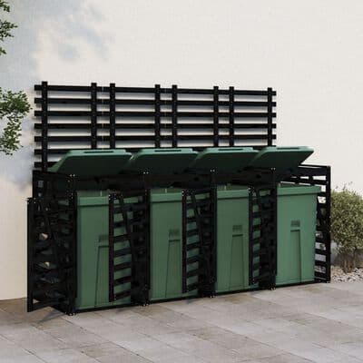 Quadruple Wheelie Bin Storage Solid Wood Pine - Available In 6 Colours