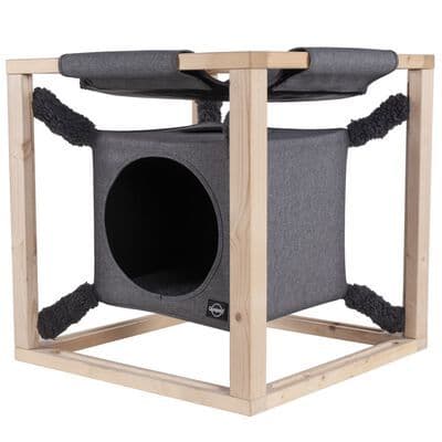 Quapas! Cat Bed with Hammock Cat cube Grey M 54x54x54 cm