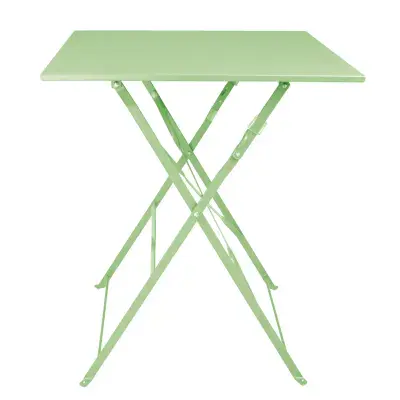 Square Pavement Style Steel Folding Table Light Green 600mm