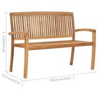 Stacking Garden Bench 128.5 cm Solid Teak Wood - Available In 2 Sizes