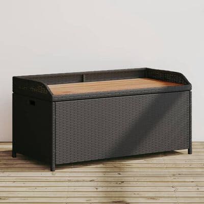 Storage Bench 100x50x52 cm Poly Rattan and Acacia Wood - Available In 3 Colours