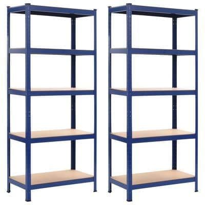 Storage Shelf Blue 80x40x180 cm 2 Pack
