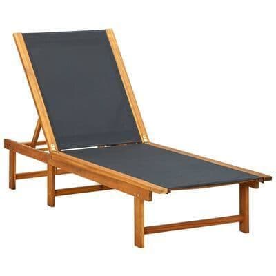 Sun Lounger Solid Acacia Wood and Textile - Available In 2 Options