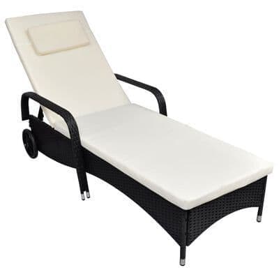 Sun Lounger with Wheels Poly Rattan- Available In 2 Colours