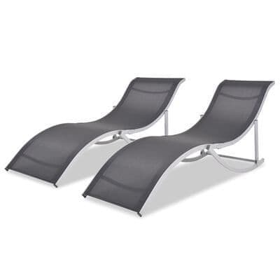 Sun Loungers 2 pcs Folding Aluminium and Textile