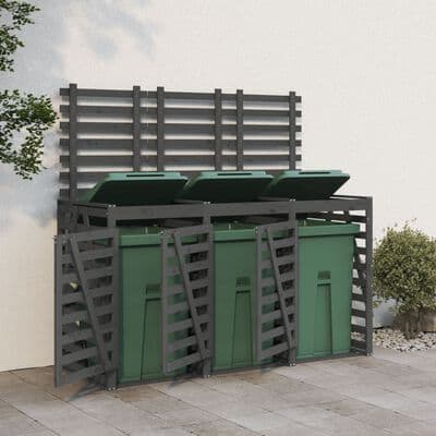 Triple Wheelie Bin Storage Solid Wood Pine - Available In 6 Colours