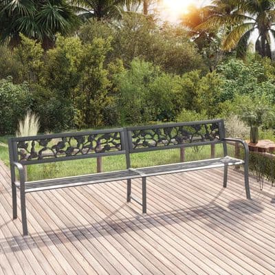 Twin Garden Bench 246 cm Black Steel - Available In 2 Colours