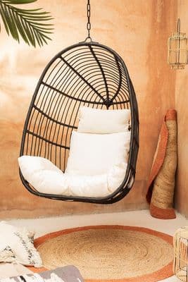 Wicker Hanging Hammock - Black