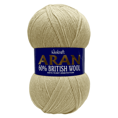 Woolcraft 60% British Wool Aran 500g - Cream 025 (Pack of 2)