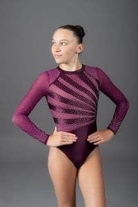 Aurora Leotard Satin Blackberry