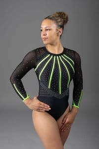 Neon Glo Leotard Black & Neon Green
