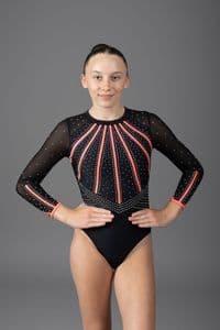 Neon Glo Leotard Black & Neon Orange