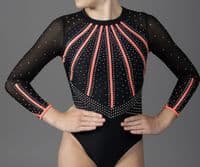 Neon Glo Leotard Black & Neon Orange