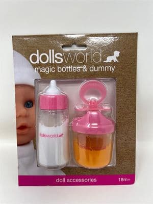 Dolls World - MAGIC MILK & JUICE BOTTLES & DUMMY Set - New