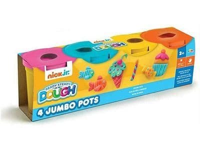 Nick Jr - 4 JUMBO Ready Steady DOUGH Pots - Pink, Turquoise, Yellow, Orange