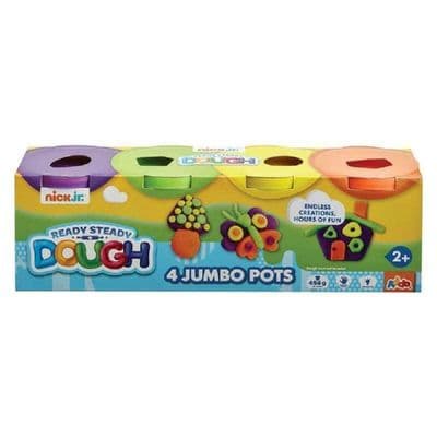 Nick Jr - 4 JUMBO Ready Steady DOUGH Pots - Purple, Green, Yellow, Orange