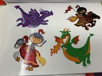 Set 0f 7 Fantastic ALIEN, Robots, Knights  Activity STICKER BOOKS
