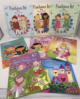 Set 0f 8 PRINCESS, Mermaid, FASHION & Pets Activity STICKER BOOKS