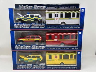 Set Of 3 EMERGENCY COMMAND CENTRE Vehicles - Police, Fire & Paramedic - NEW