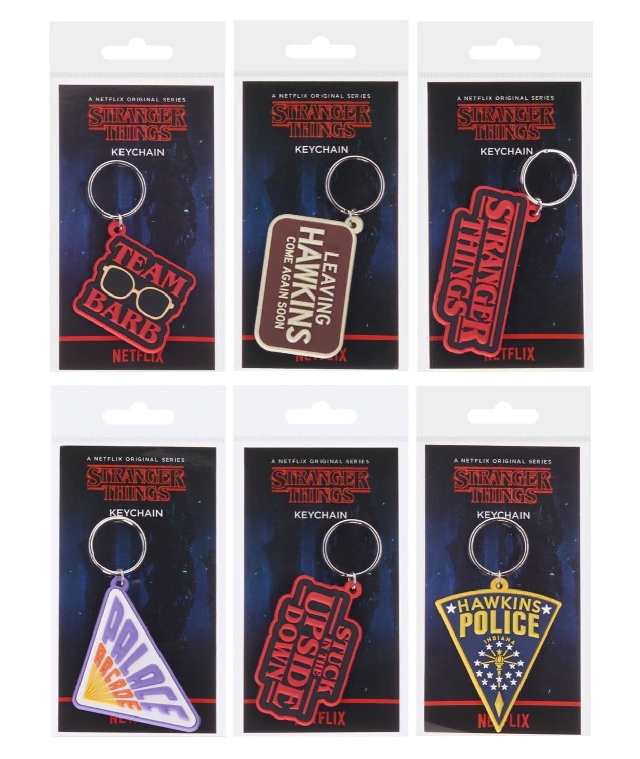 Stranger Things 2D Keychains 6 Assorted Wholesale UK 10875