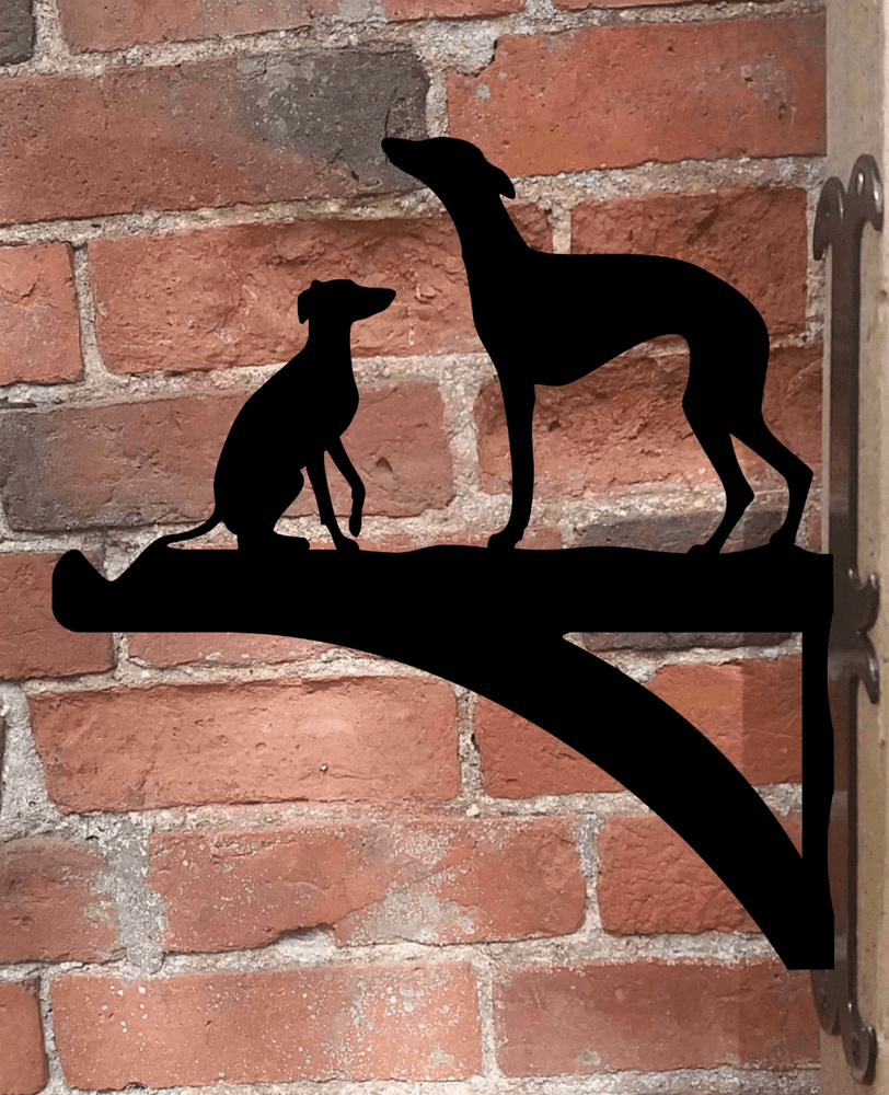 Whippet/greyhound and puppy Hanging Basket Bracket
