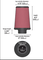 K&N UNIVERSAL MULTI FLANGE SIZE CLAMP ON FILTER - No 2