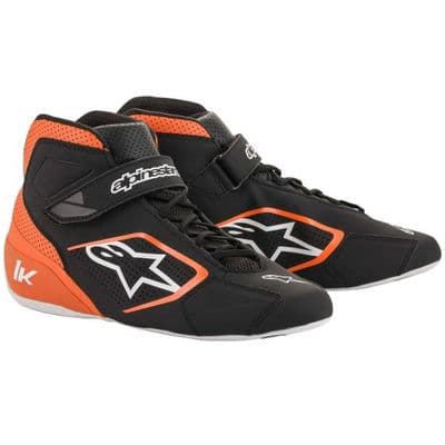 TECH 1K V2 KART BOOTS BLACK/FLO ORANGE/WHITE