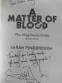 A MATTER OF BLOOD BY SARAH PINBOROUGH SIGNED PAPERBACK