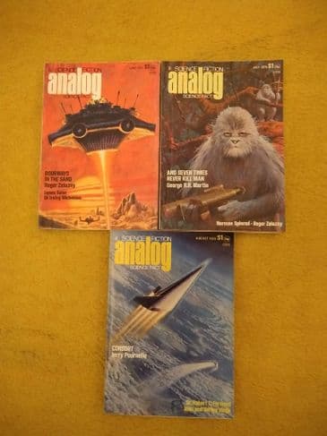 ANALOG SCIENCE FICTION DOORWAYS IN THE SAND by Roger Zelazny (3 ISSUES)