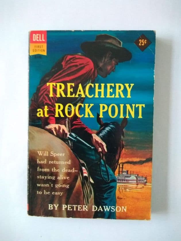 DELL FIRST Edition:  TREACHERY AT ROCK POINT by Peter DAWSON (A148)(Paperback)