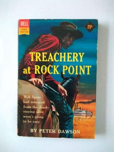 DELL FIRST Edition: TREACHERY AT ROCK POINT by Peter DAWSON (A148)(Paperback)
