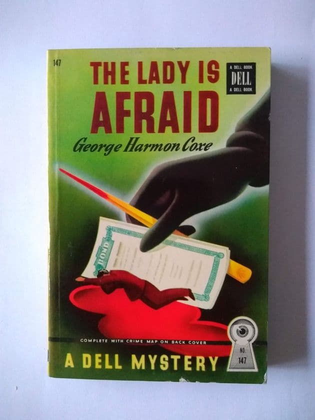 Dell Mapback: THE LADY IS AFRAID by George Harmon Coxe (Paperback)