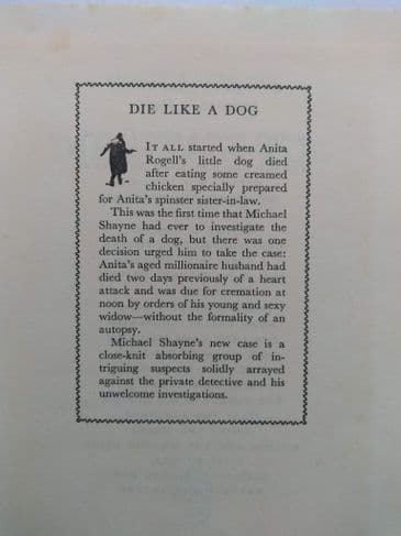 DIE LIKE A DOG by Brett Halliday (Hardcover)