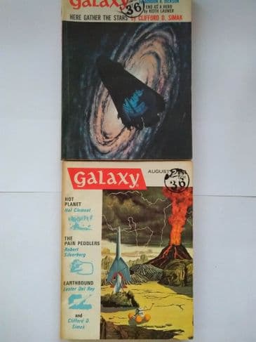 GALAXY SF MAGAZINE INC "HERE GATHER THE STARS" by Clifford D Simak (2 ISSUES) (Paperback)