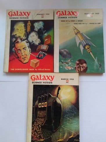 GALAXY SF MAGAZINE INC "THE DEMOLISHED MAN" by Alfred BESTER ( 3 ISSUES) (Paperback)