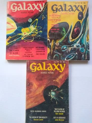 GALAXY SF MAGAZINE INC  "THE TOWER OF GLASS" by Robert Silverberg (3 ISSUES) (Paperback)