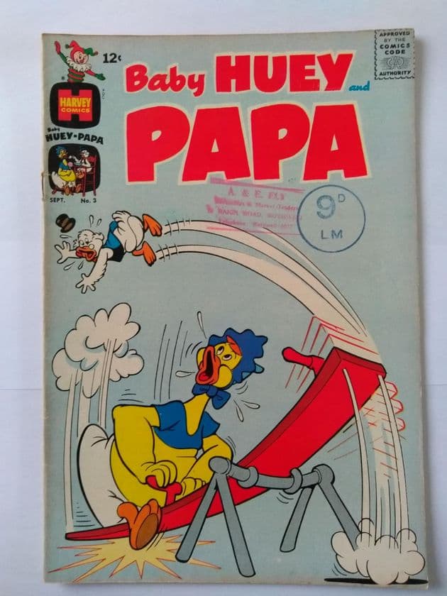 HARVEY COMICS BABY HUEY & PAPA  VOL 1 NO 3 SEPT 1962.