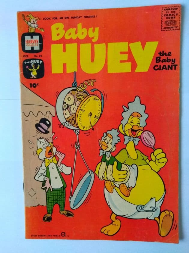 HARVEY COMICS BABY HUEY THE BABY GIANT VOL 1 NO 39 OCT 1961.