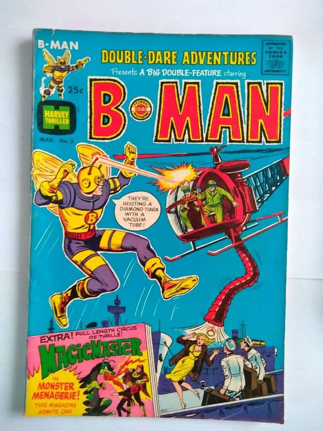 HARVEY COMICS DOUBLE DARE ADVENTURES B-MAN VOL 1 NO 2 March 1967.
