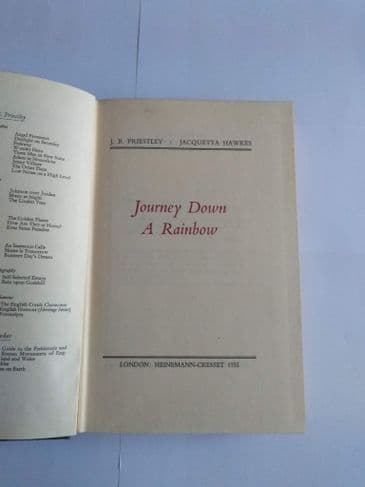 JOURNEY DOWN A RAINBOW BY J B PRIESTLEY & JACQUETTA HAWKES HARDBACK