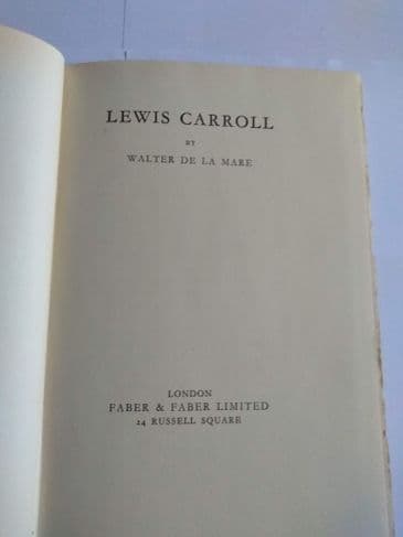 LOUIS CARROLL BY WALTER DE LA MARE HARDBACK