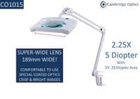 2.25X & 5X Long Reach, Articulated Arm, Floor Stand, Daylight LED Magnifier SUPERWide Lens