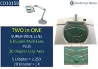 2.25X & 5X Long Reach, Articulated Arm, Floor Stand, Daylight LED Magnifier SUPERWide Lens