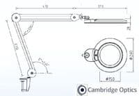 2.25X & 6X Long Reach Prm Floor Stand and G-Clamp Magnifier Wide Lens, Daylight LED changeable Lens