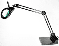 2.25X  Long Reach,  Black, Articulated Arm, Desk Stand Magnifier, Wide Lens, Dimmable Daylight LED