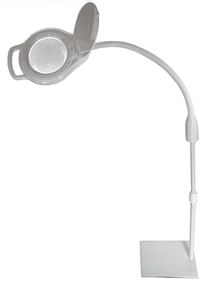 2.25X Long Reach, Gooseneck, Floor Stand and G-Clamp Daylight LED Magnifier, Wide Lens, Dimmable