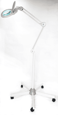 3X Articulated Long Reach, Floor Stand and G-Clamp Daylight LED Magnifier, Wide Lens, Flip-up Cover